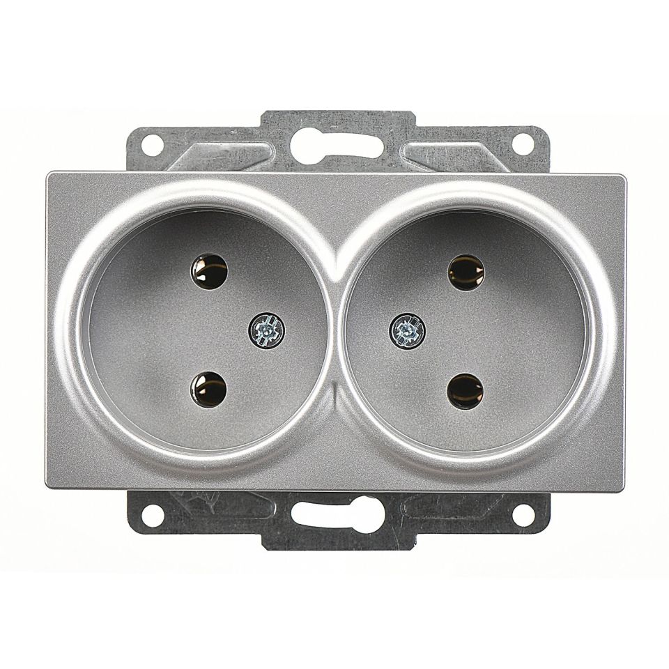 Günsan Eqona Gümüş İkili Priz- 16A 250V - Vidalı