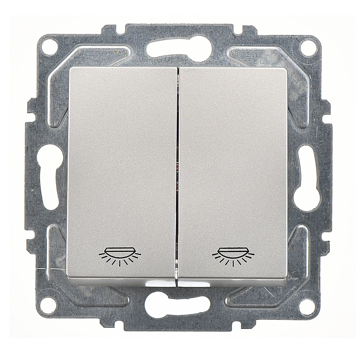 Günsan Eqona Gümüş Vidalı Komütatör Liht Anahtar 10AX 250V