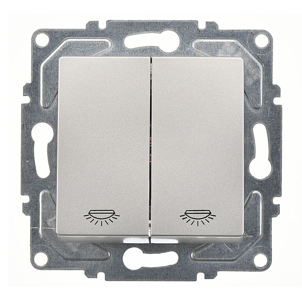 Günsan Eqona Gümüş Vidalı Komütatör Liht Anahtar 10AX 250V