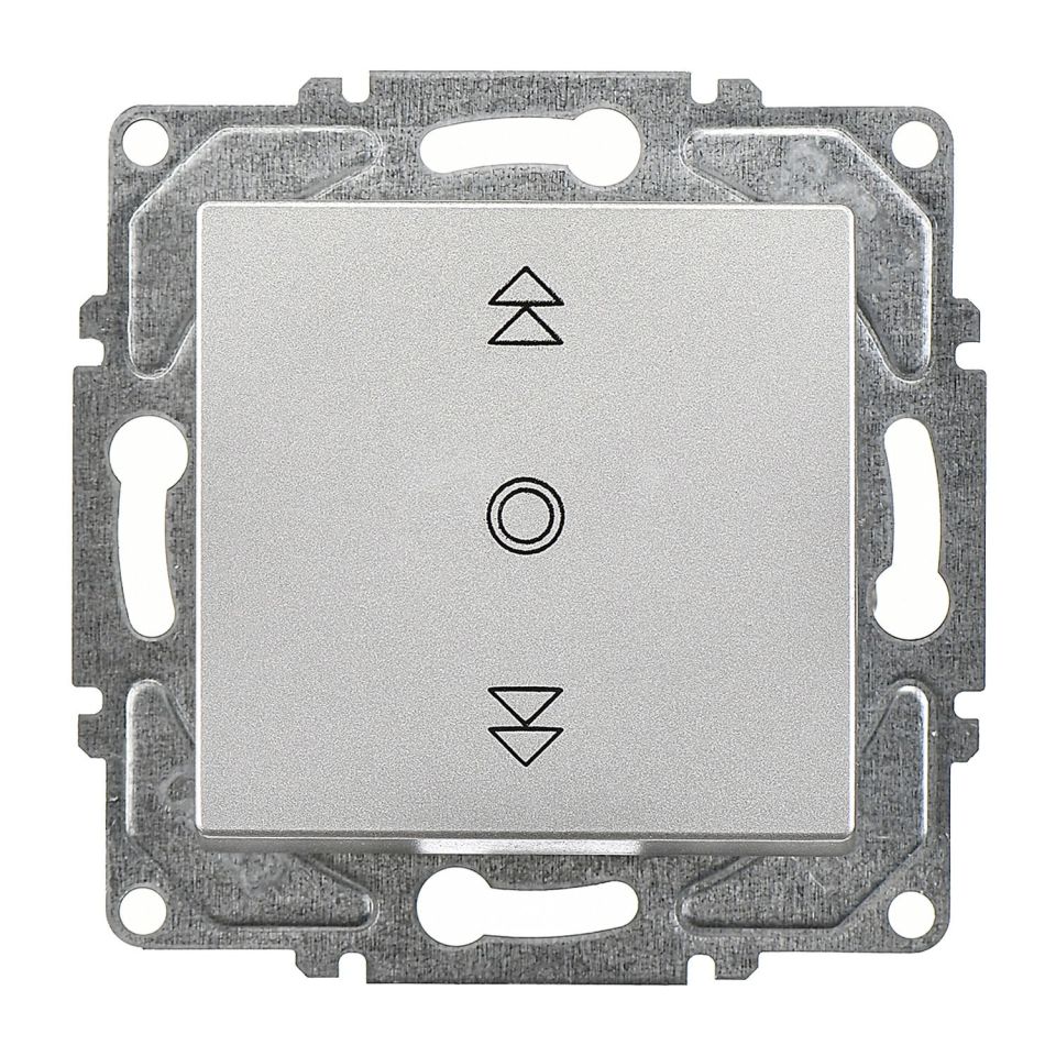 Günsan Eqona Gümüş Vidalı Jaluzi Kumanda Anahtarı - Tek Düğmeli 10AX 250V