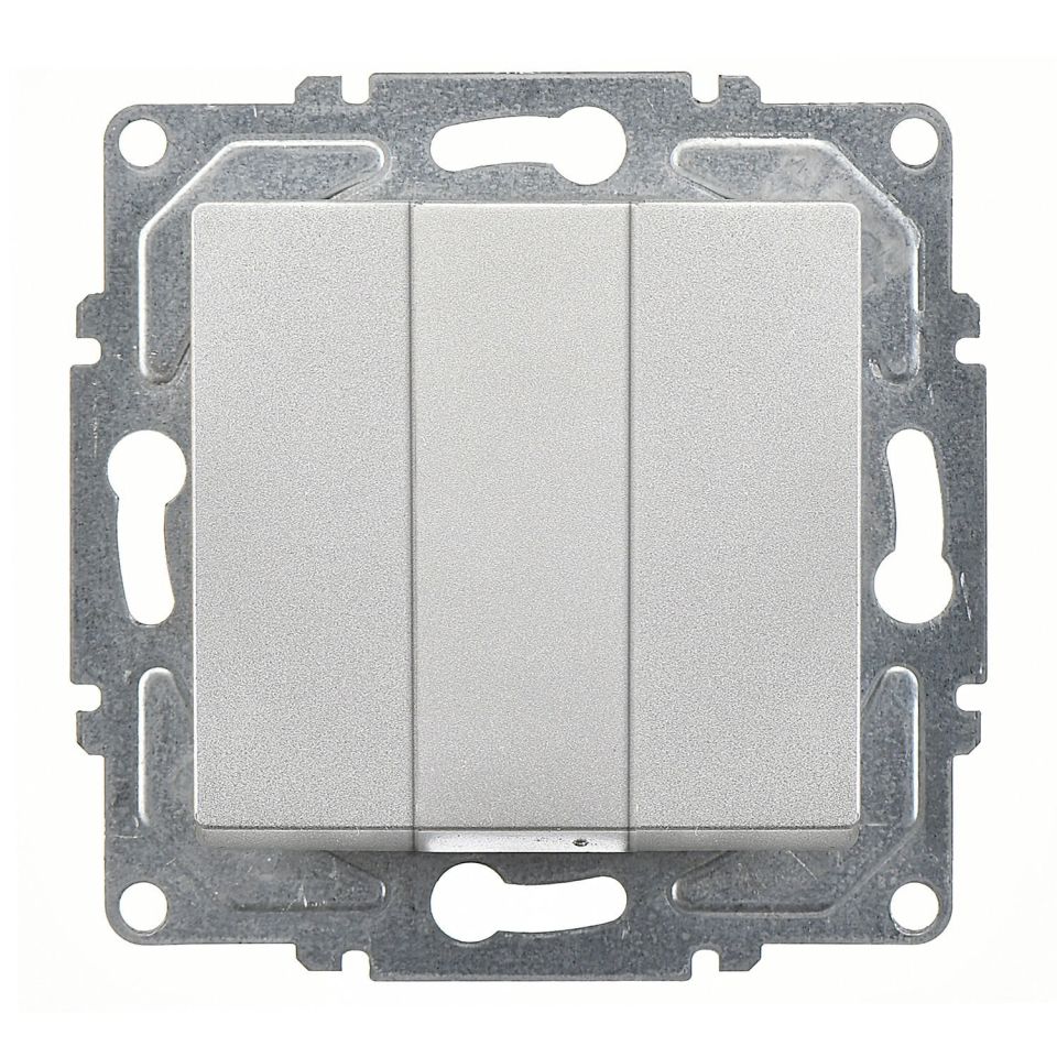 Günsan Eqona Gümüş Vidalı Üçlü Anahtar 10AX 250V