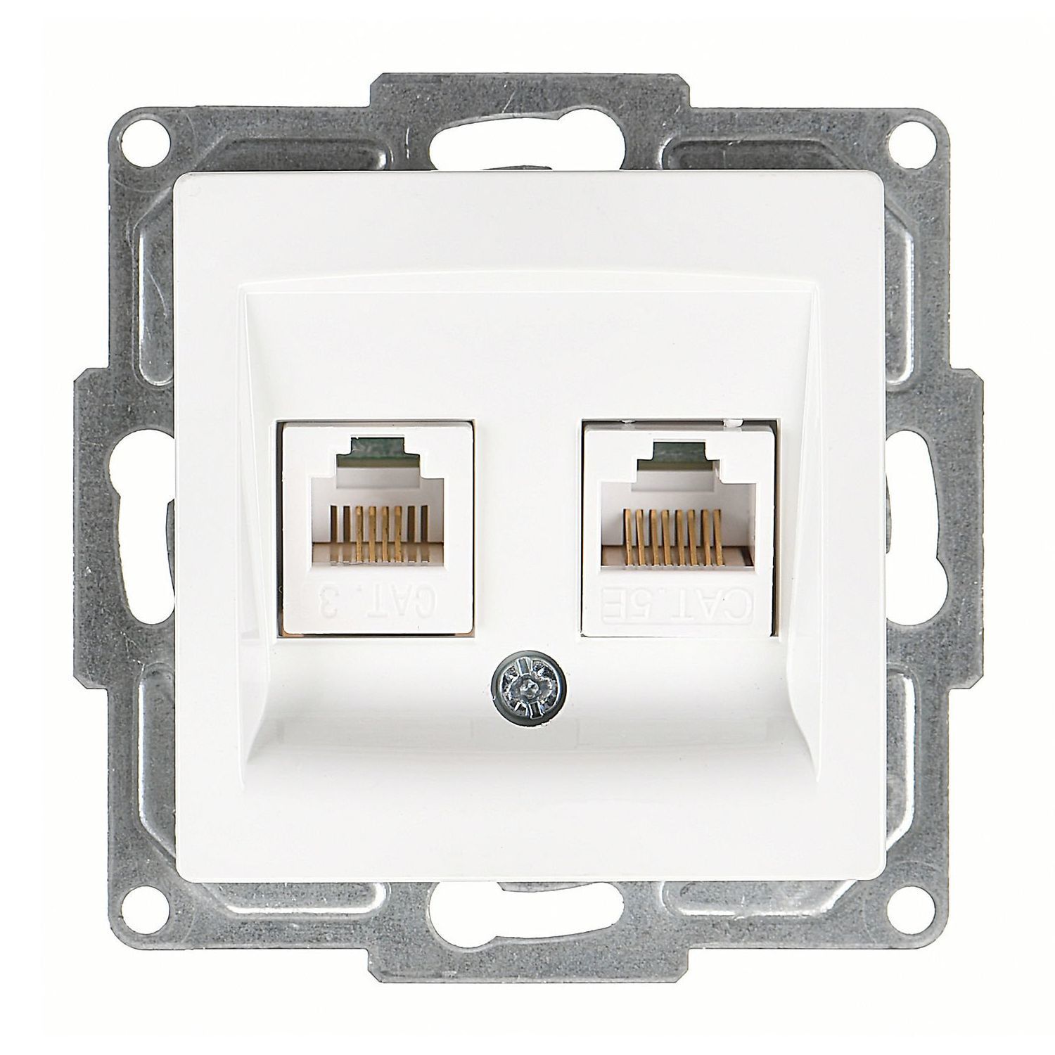 Günsan Visage Data + Nümeris Telefon Prizi (RJ45 Cat5E + Cat3) Beyaz