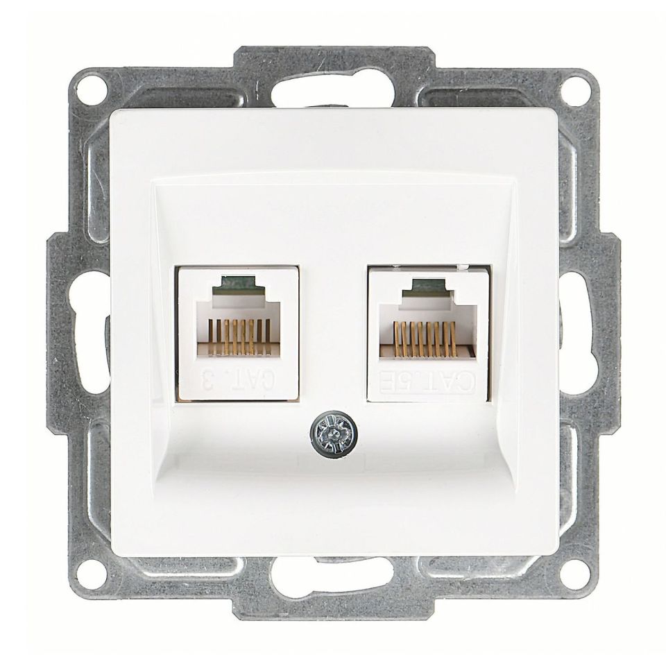 Günsan Visage Data + Nümeris Telefon Prizi (RJ45 Cat5E + Cat3) Beyaz