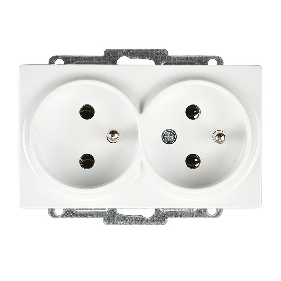 Günsan Visage Beyaz İkili UPS Priz- 16A 250V - Vidalı