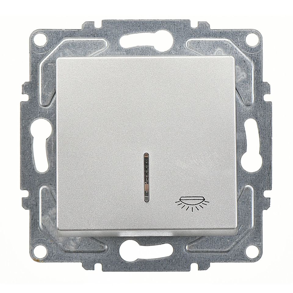 Günsan Eqona Gümüş Vidalı Eqona Işıklı Liht Anahtar