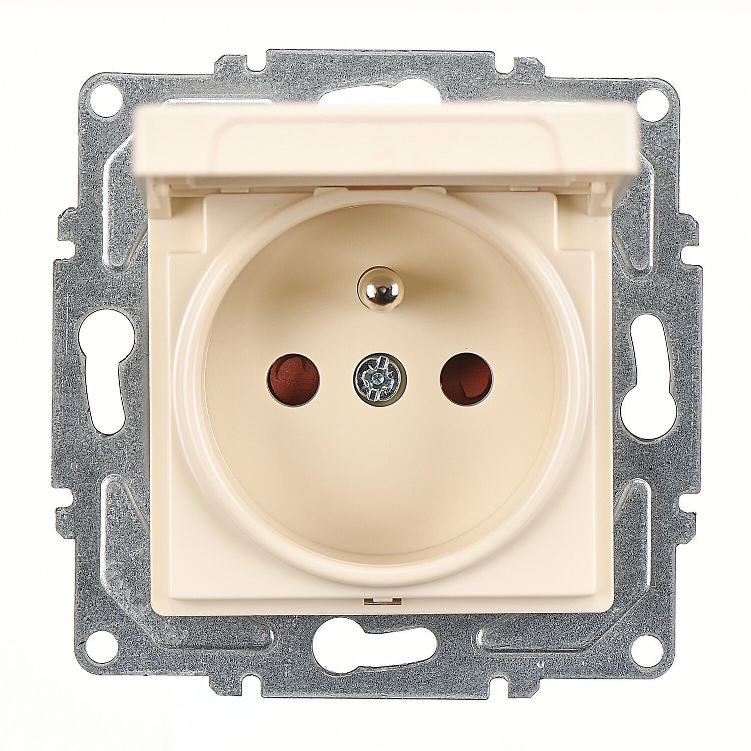 Günsan Eqona Krem Çocuk Korumalı Kapaklı UPS Priz - Klipsli