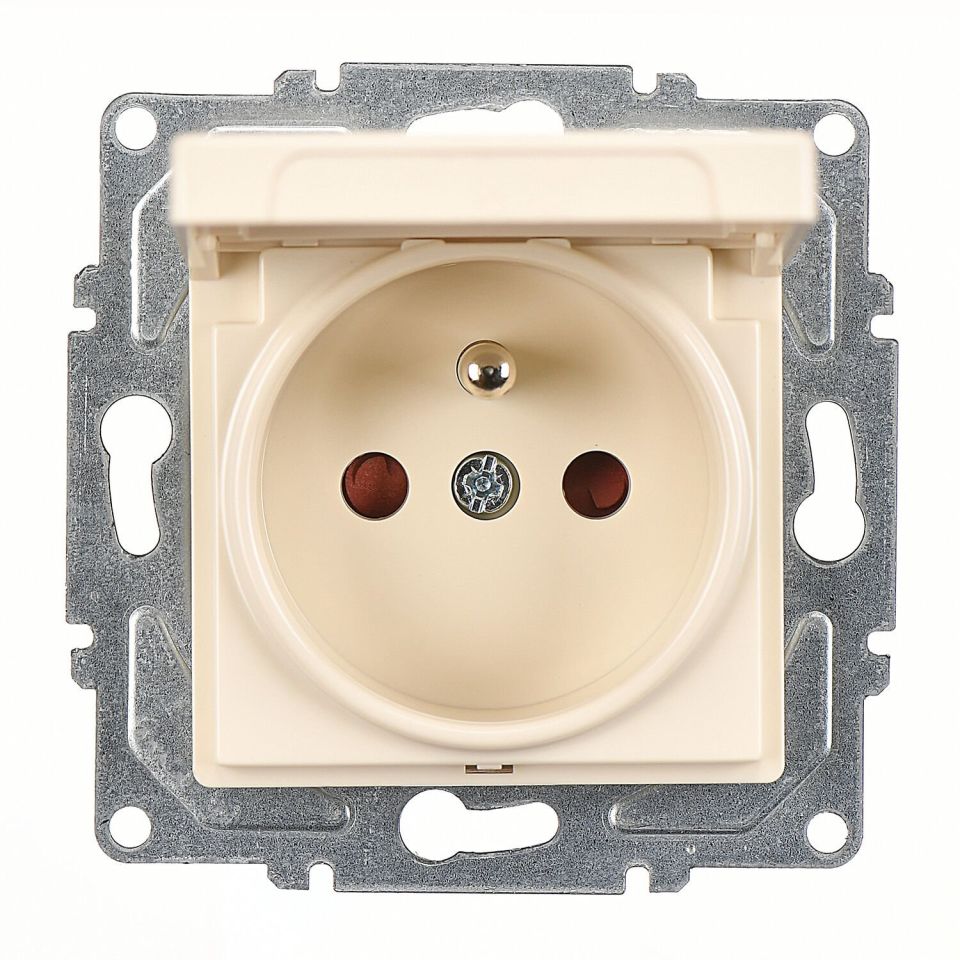 Günsan Eqona Krem Çocuk Korumalı Kapaklı UPS Priz - Klipsli