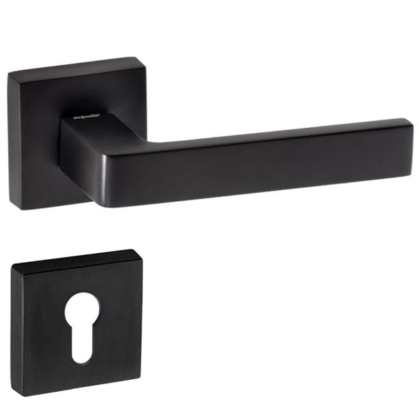 DOĞANLAR KARMA MAT SİYAH ROZETLİ YALE KAPI KOLU SAĞ