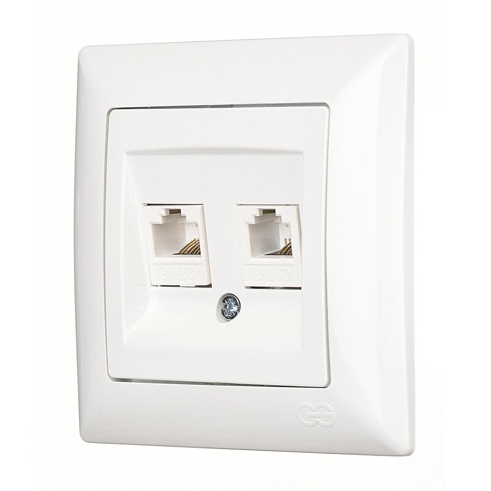 Günsan Visage Data + Nümeris Telefon Prizi (RJ45 Cat6 + Cat3) Beyaz