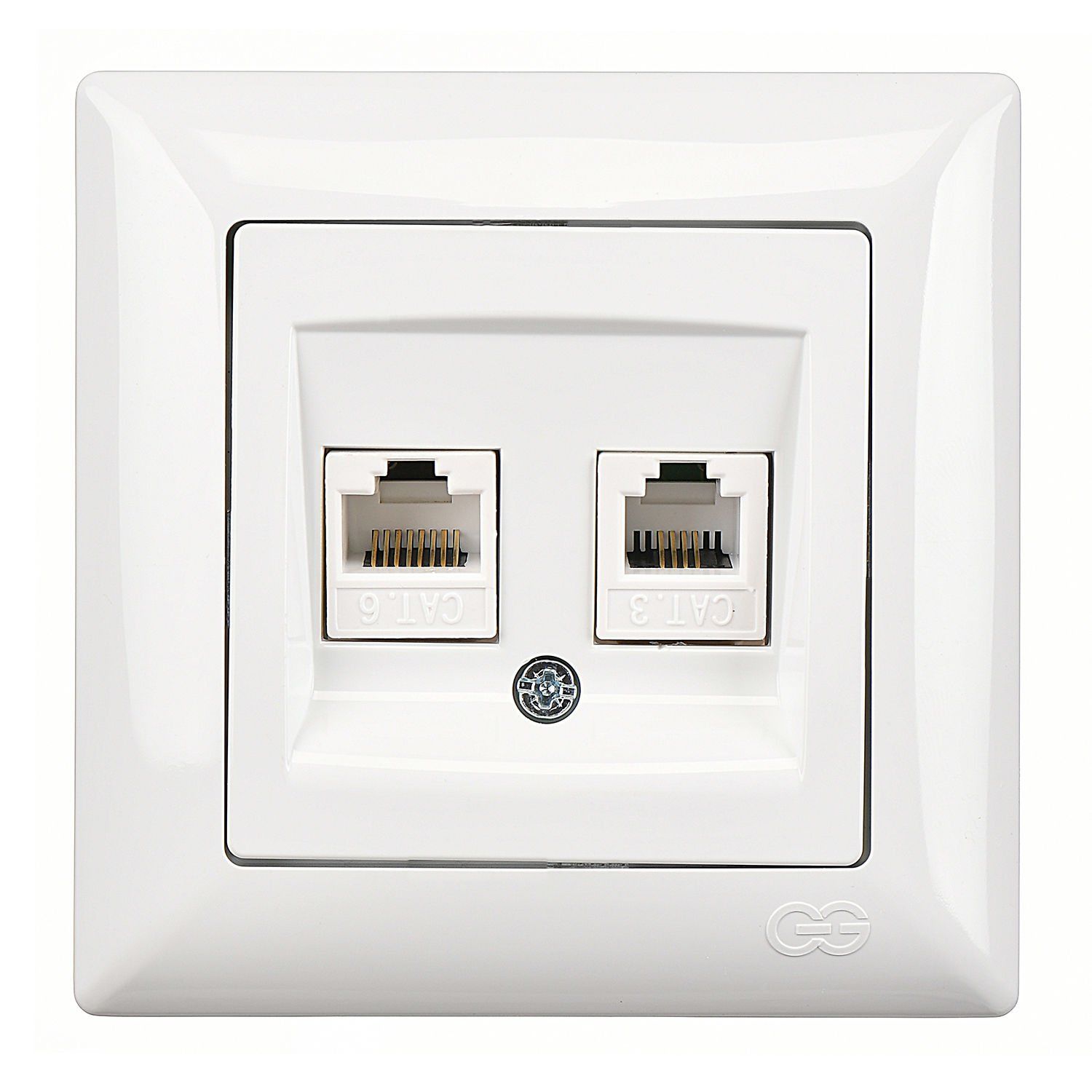 Günsan Visage Data + Nümeris Telefon Prizi (RJ45 Cat6 + Cat3) Beyaz