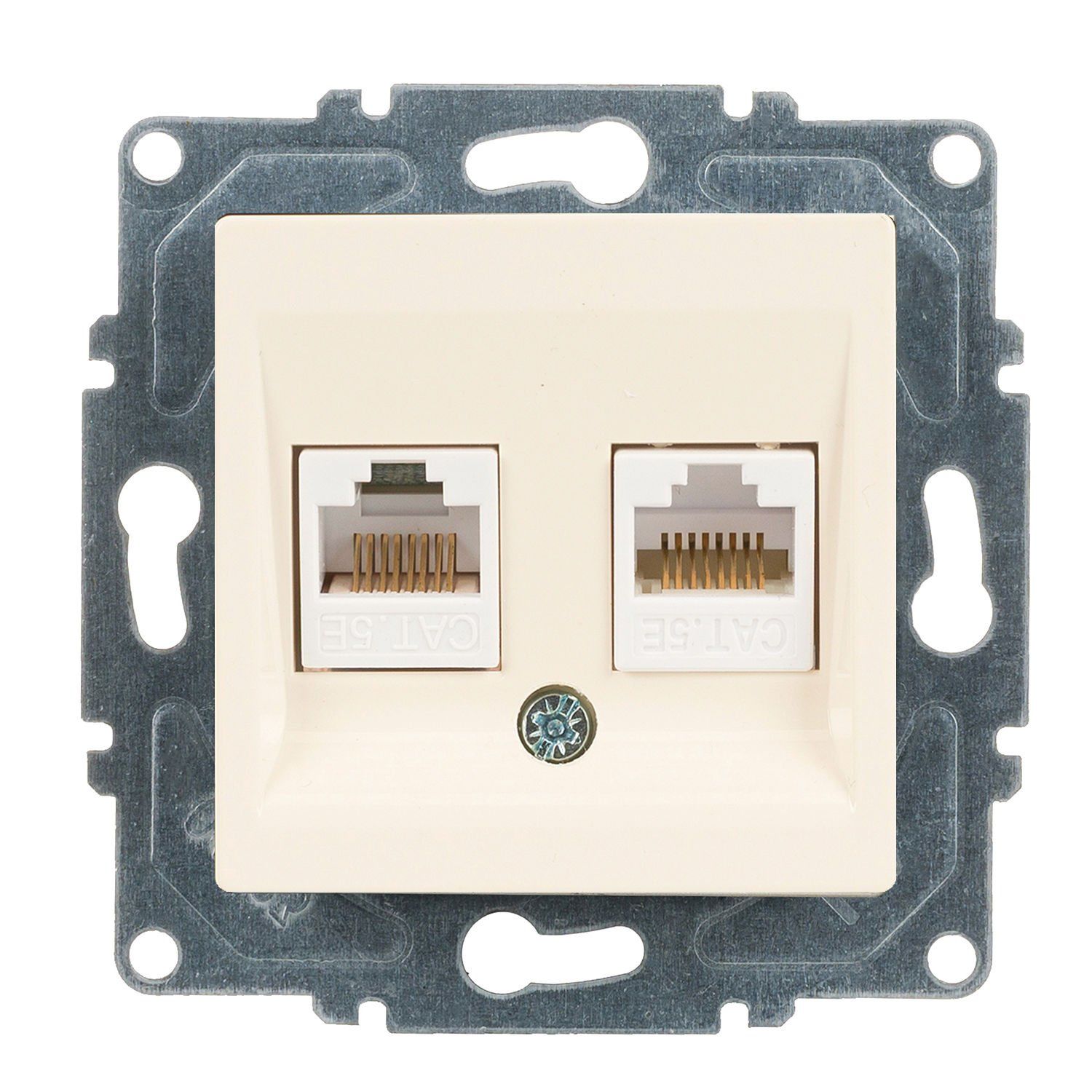 Günsan Eqona Krem Vidalı İkili Data Prizi (2 x RJ45 Cat5E)