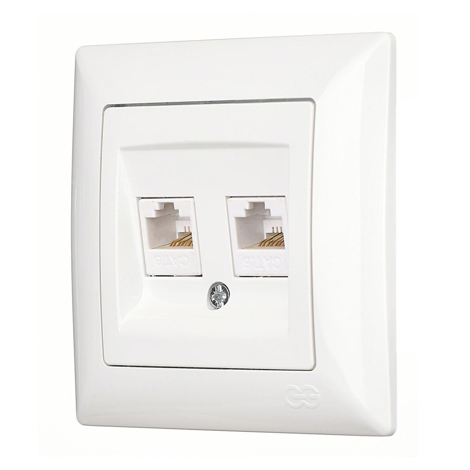 Günsan Visage İkili Data Prizi (2 x RJ45 Cat6) Beyaz