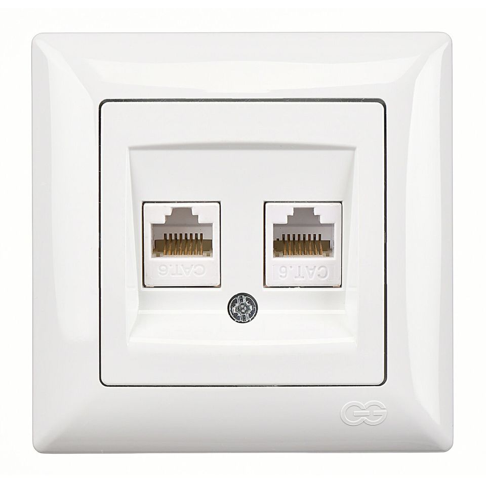 Günsan Visage İkili Data Prizi (2 x RJ45 Cat6) Beyaz