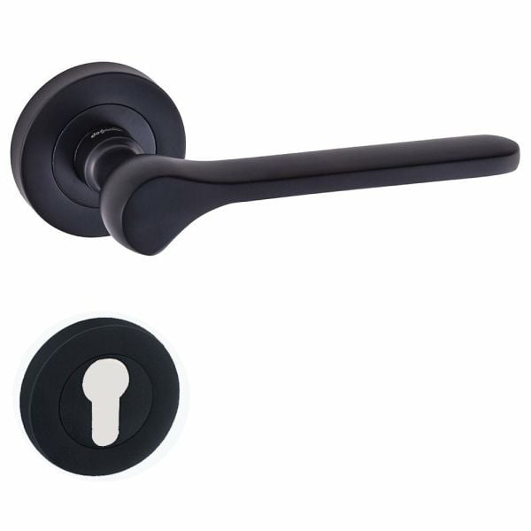 Doğanlar Anka Mat Siyah Rozetli Kapı Kolu Rozetli Yale Sağ (adet)