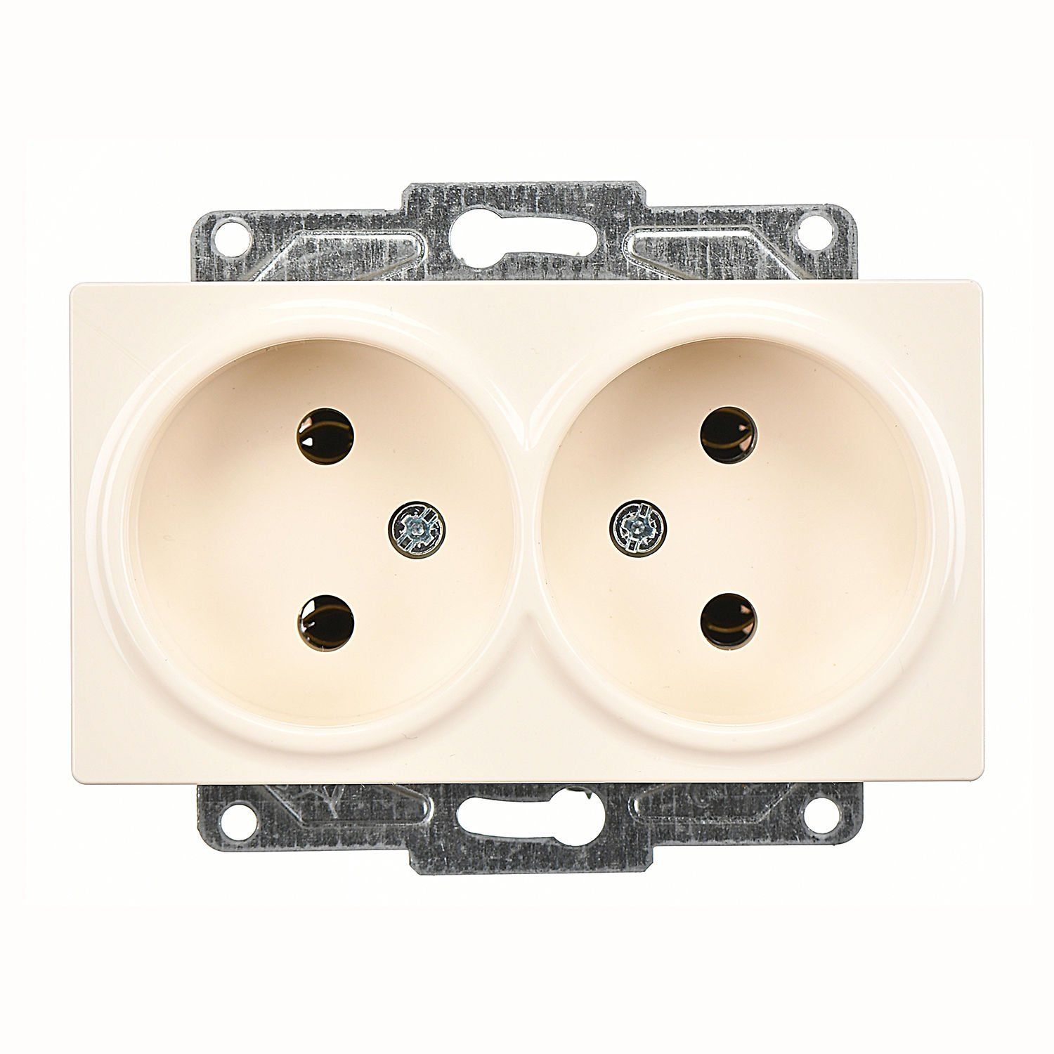 Günsan Eqona Krem İkili Priz- 16A 250V - Vidalı