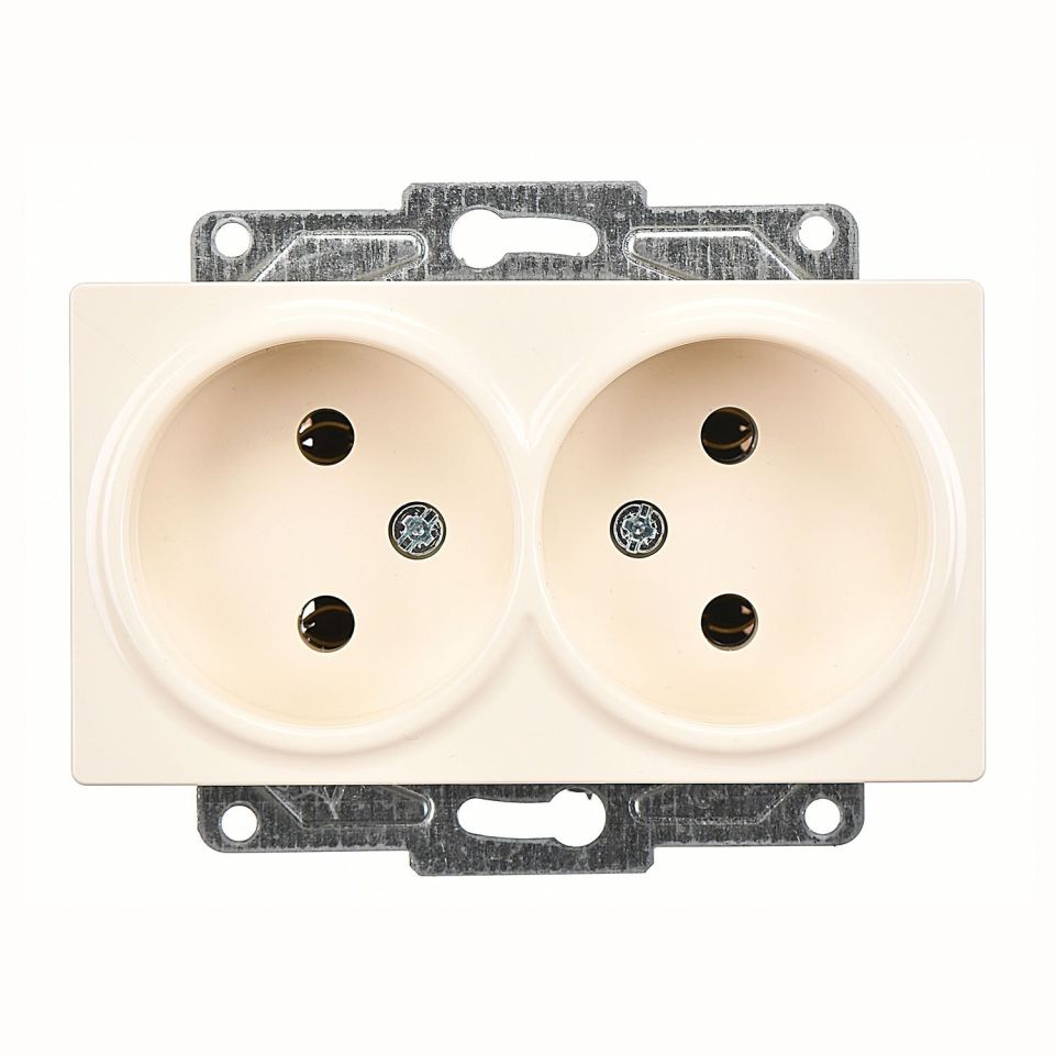 Günsan Eqona Krem İkili Priz- 16A 250V - Vidalı