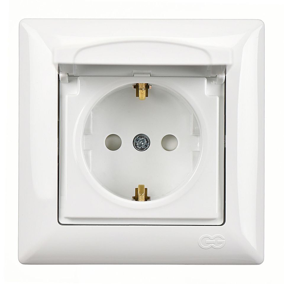 Günsan Visage Çocuk Korumalı Kapaklı Topraklı Priz Beyaz