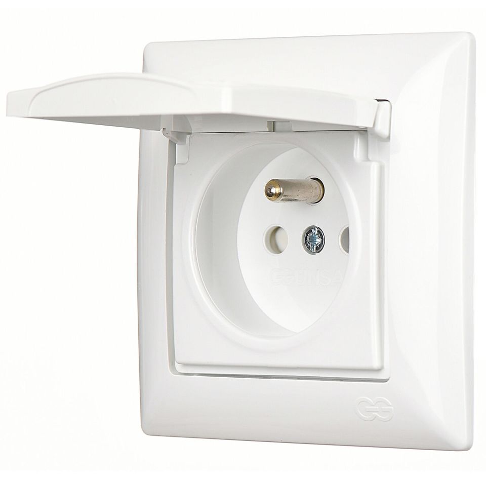 Günsan Visage Çocuk Korumalı Kapaklı UPS Priz Beyaz