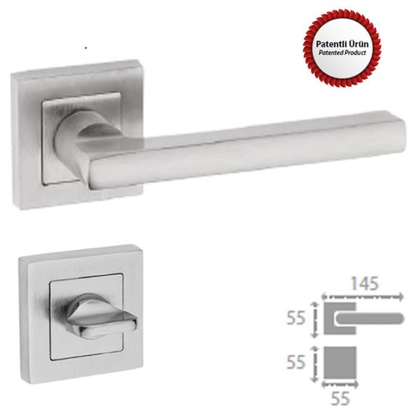 EURPA SATEN NİKEL KAPI KOLU KARE