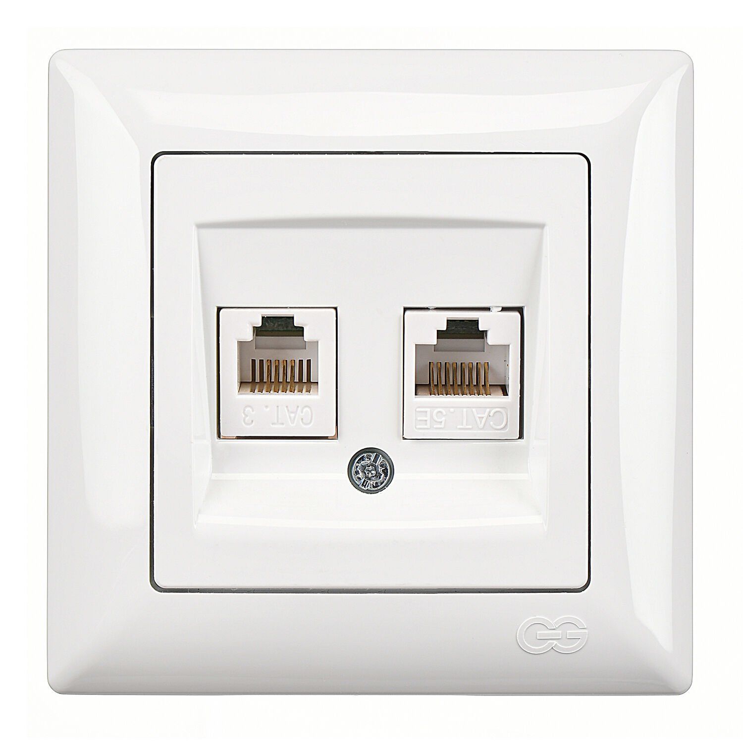 Günsan Visage Data + Nümeris Telefon Prizi (RJ45 Cat5E + Cat3) Beyaz