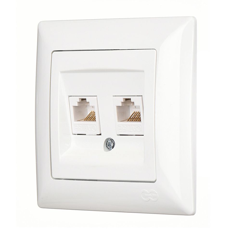 Günsan Visage İkili Data Prizi (2 x RJ45 Cat5E) Beyaz