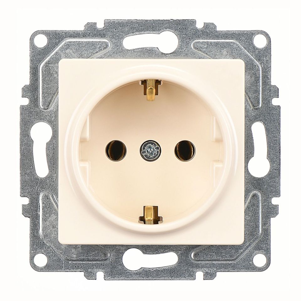 Günsan Eqona Krem Topraklı Priz- 16A 250V - Vidalı