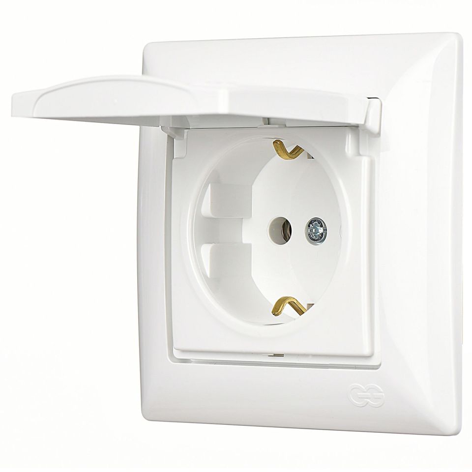 Günsan Visage Kapaklı Topraklı Priz Beyaz