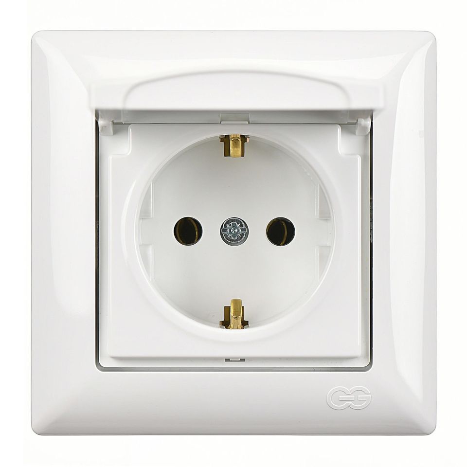 Günsan Visage Kapaklı Topraklı Priz Beyaz