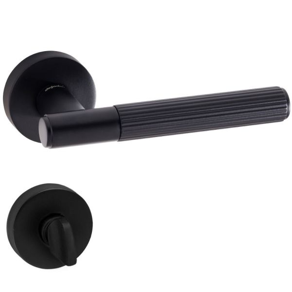 DOĞANLAR LORE MAT SİYAH ROZETLİ KAPI KOLU TAKIM