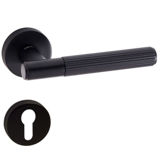 DOĞANLAR LORE MAT SİYAH ROZETLİ KAPI KOLU TAKIM