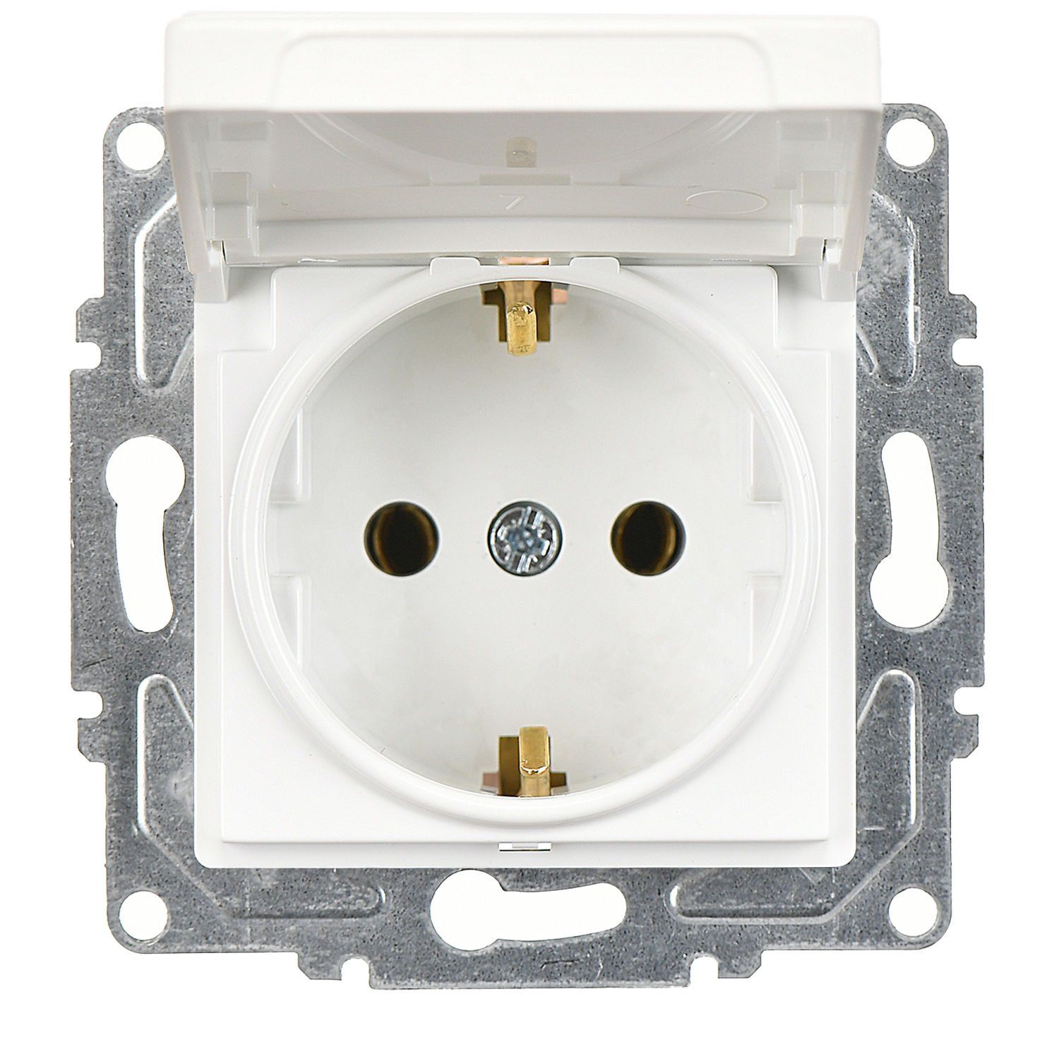 Günsan Eqona Beyaz Kapaklı Topraklı Priz- 16A 250V - Klipsli