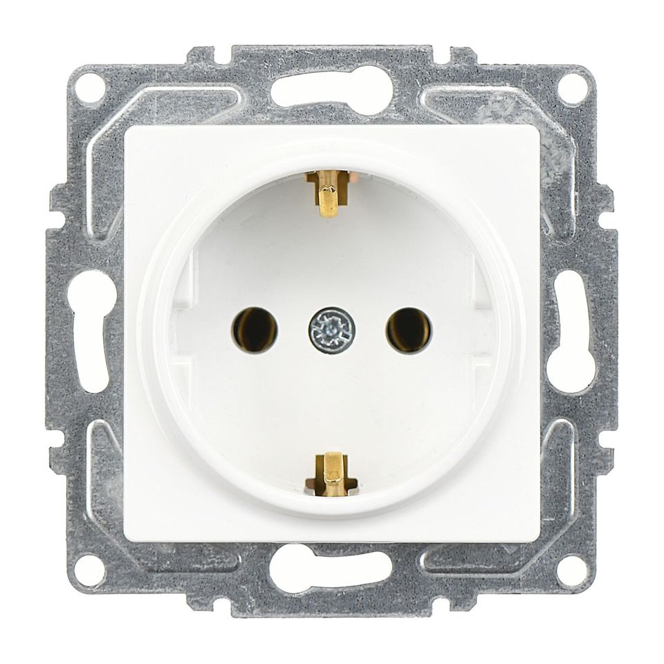 Günsan Eqona Beyaz Topraklı Priz- 16A 250V - Klipsli