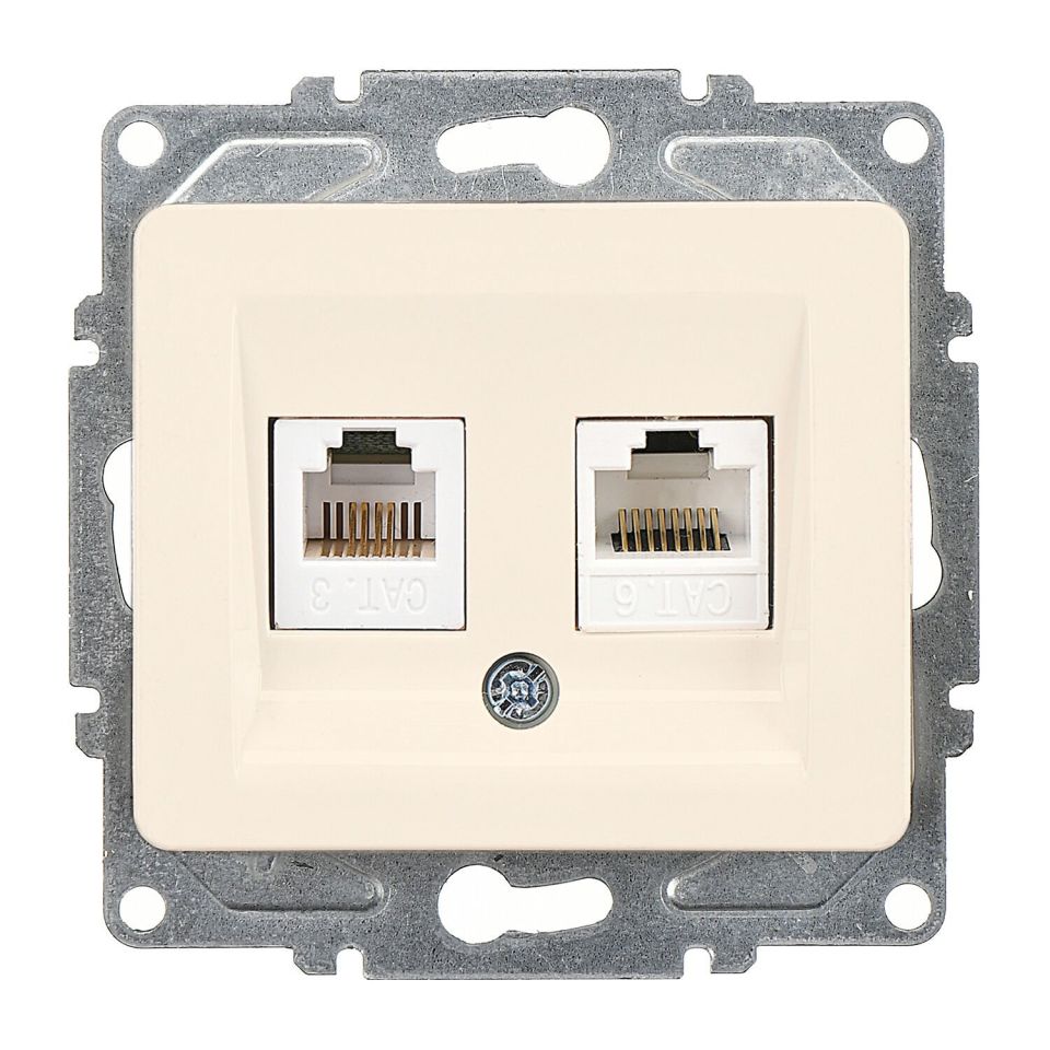 Günsan Fantasy Data + Nümeris Telefon Prizi (RJ45 Cat6 + Cat3) Krem