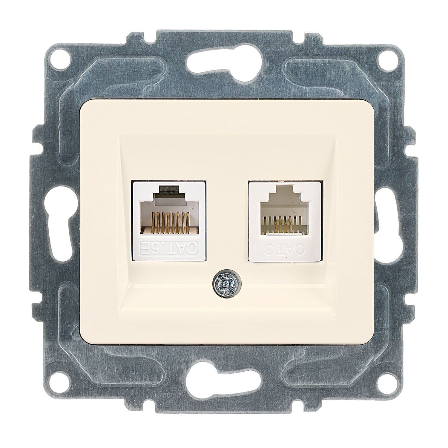 Günsan Fantasy Data + Nümeris Telefon Prizi (RJ45 Cat5E + Cat3) Krem