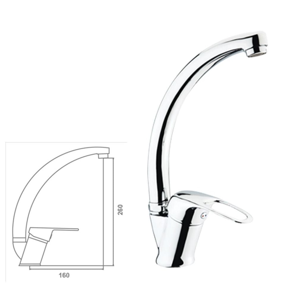 Bella Serisi Kuğu Lavabo Bataryası Çift Girişli Aç-kapa