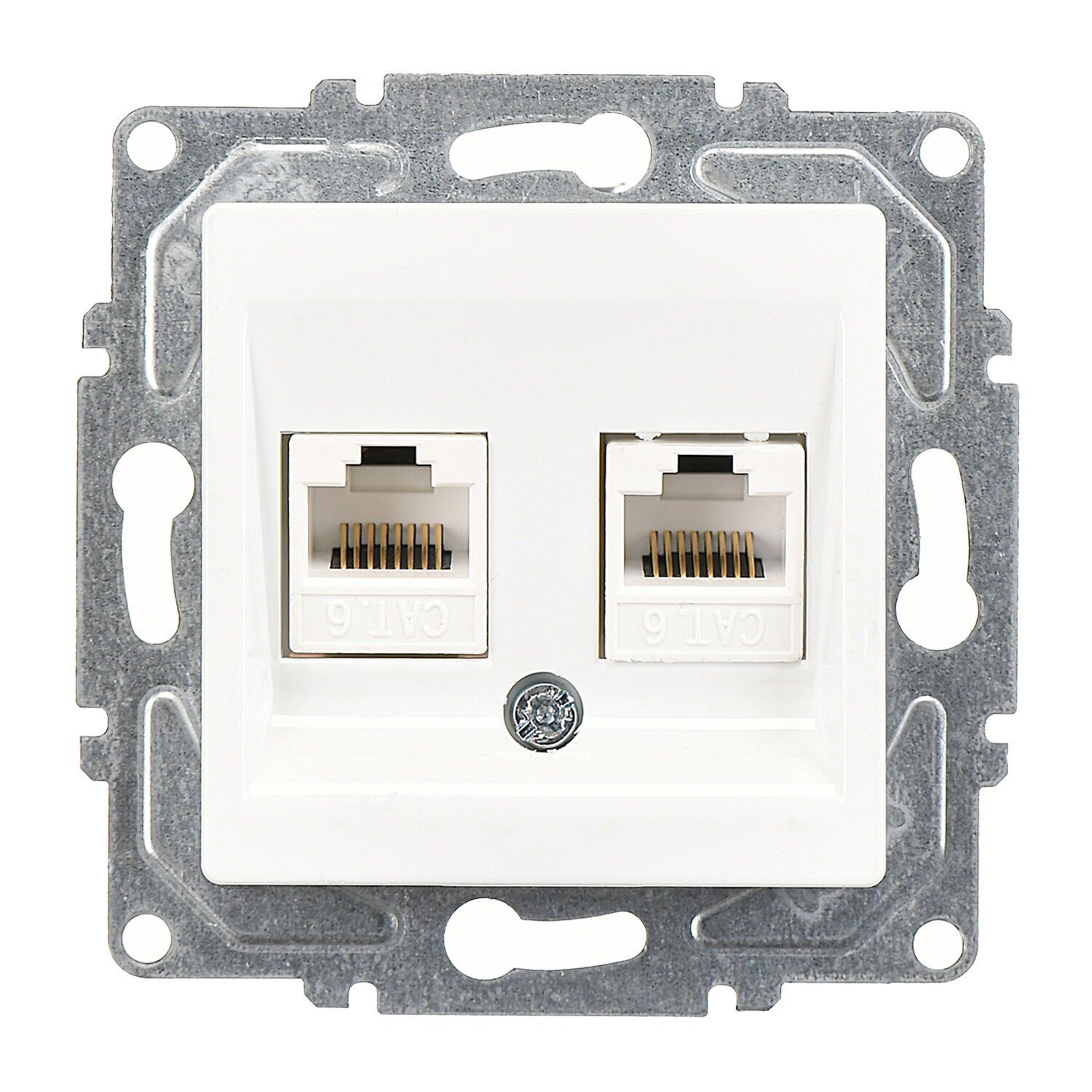 Günsan Eqona Beyaz Vidalı İkili Data Prizi (2 x RJ45 Cat6)