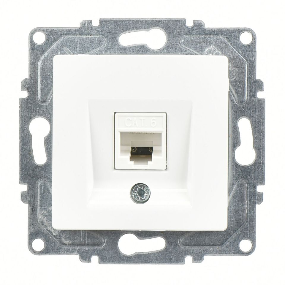 Günsan Eqona Beyaz Vidalı Tekli Data Prizi (RJ45 Cat6)