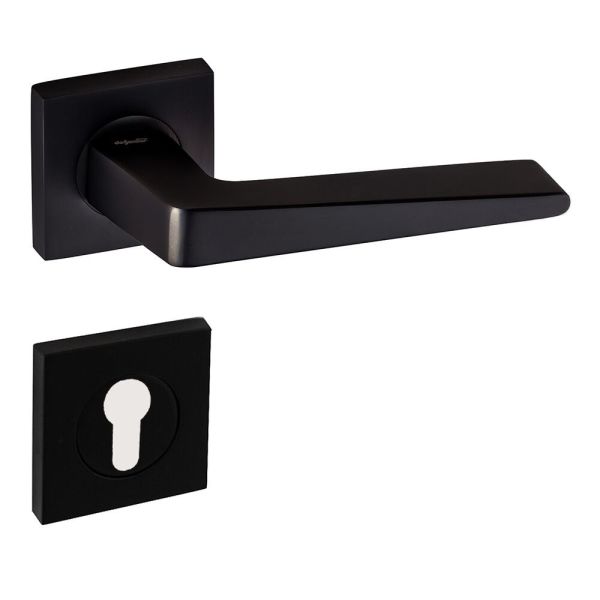 DOĞANLAR PENTA MAT SİYAH ROZETLİ KAPI KOLU TAKIM