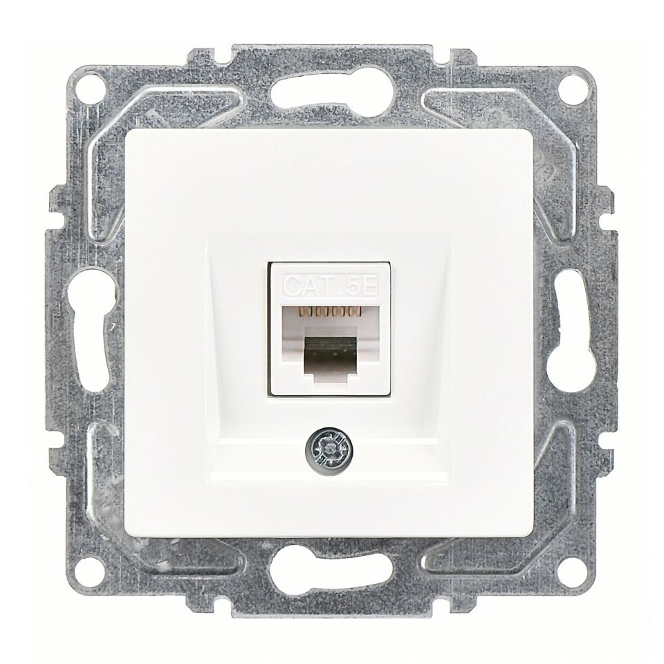 Günsan Eqona Beyaz Vidalı Tekli Data Prizi (RJ45 Cat5E)