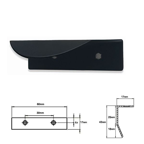 Serçe Düğme Kulp Mat Siyah