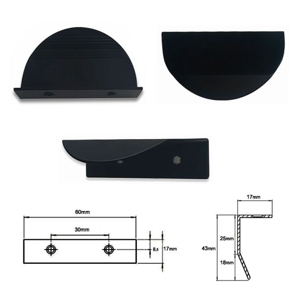 Serçe Düğme Kulp Mat Siyah