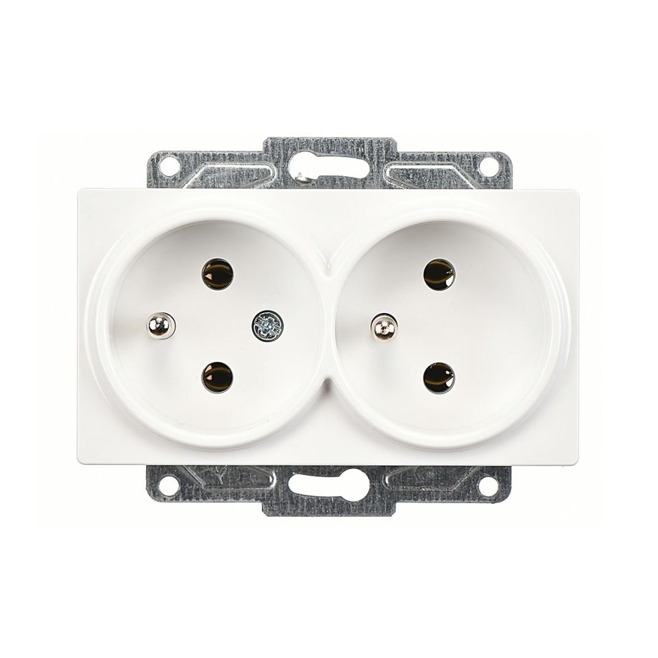 Günsan Eqona Beyaz İkili UPS Priz- 16A 250V - Vidalı