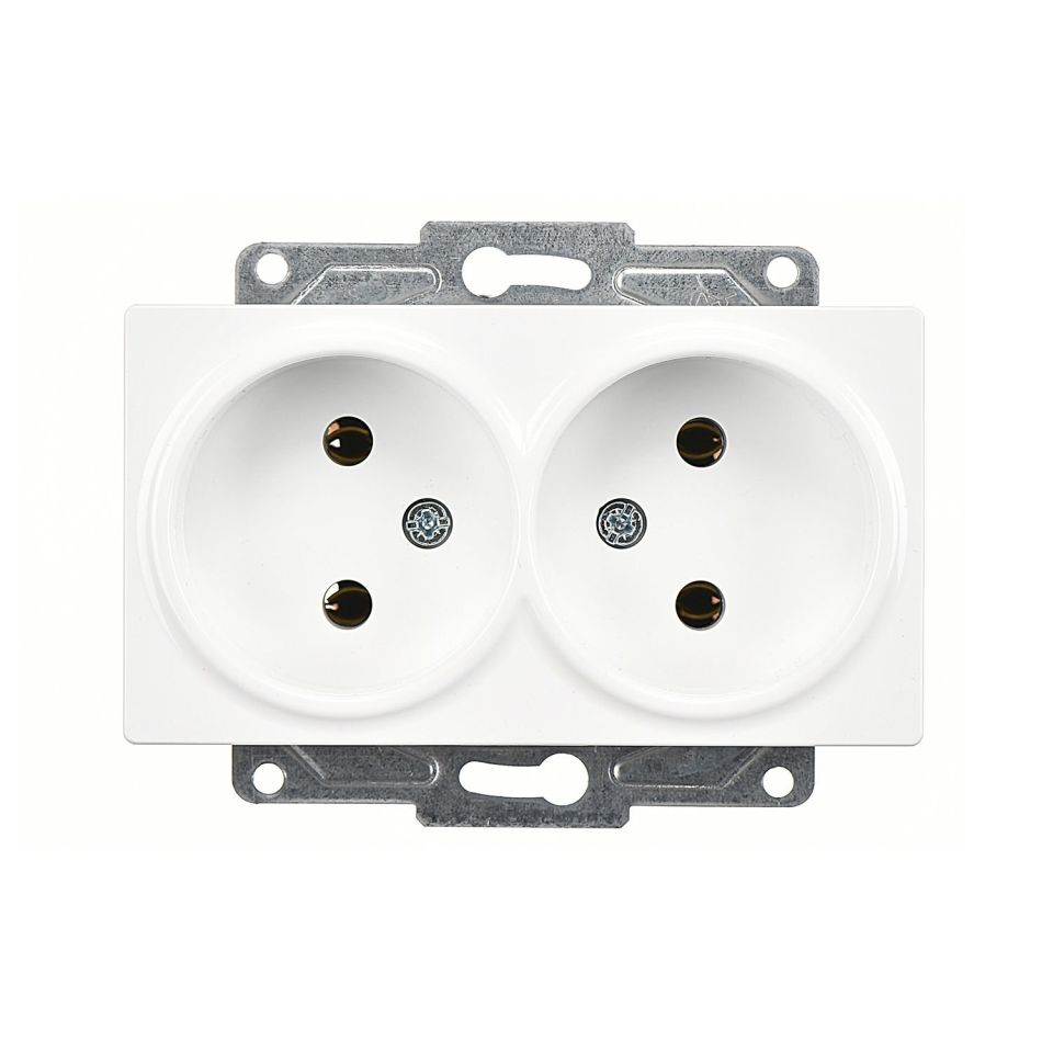 Günsan Eqona Beyaz İkili Priz- 16A 250V - Vidalı