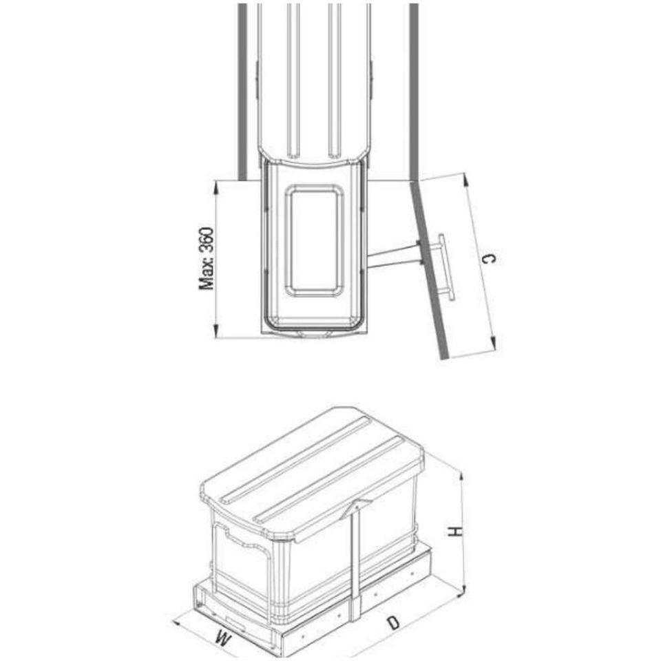 S-2573 Teleskopik Raylı Tezgah Altı Dolap Içi Sürgülü Çöp Kovası 16 Lt 2 Yıl Garantili