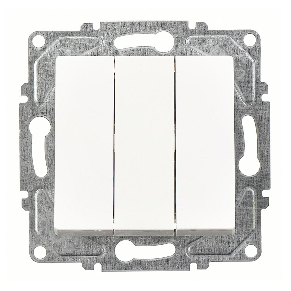 Günsan Eqona Beyaz Vidalı Üçlü Anahtar 10AX 250V