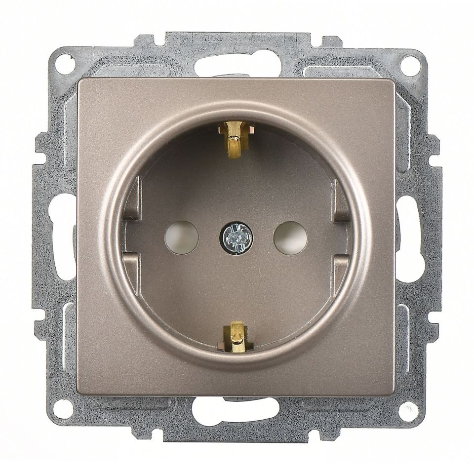 Günsan Visage Mocha Çocuk Korumalı Topraklı Priz - 16A 250V - Klipsli