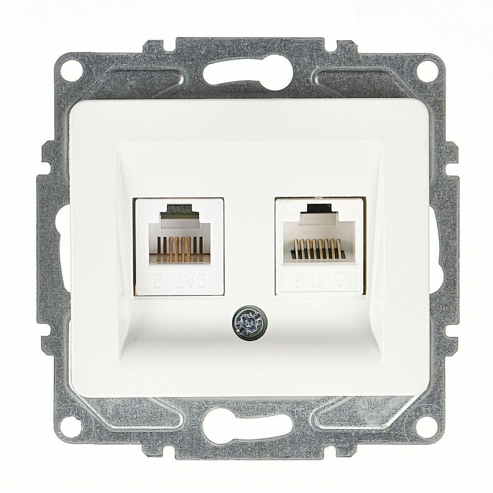 Günsan Fantasy Data + Nümeris Telefon Prizi (RJ45 Cat6 + Cat3) Beyaz