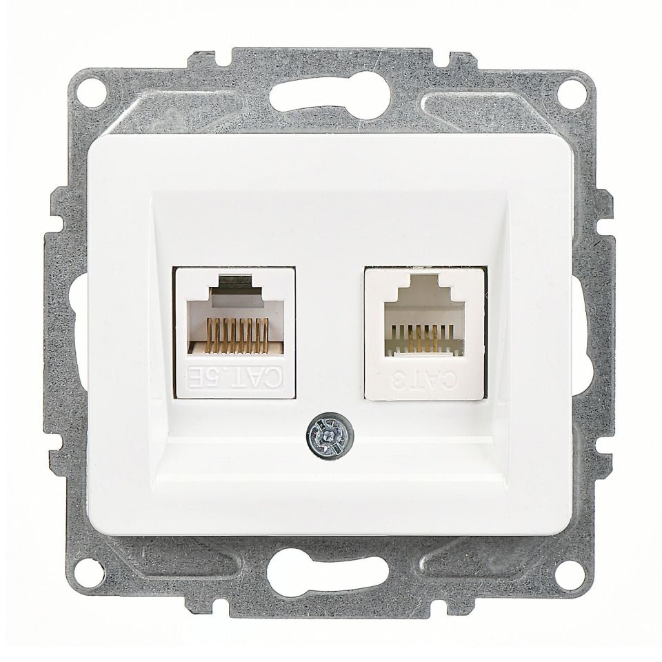 Günsan Fantasy Data + Nümeris Telefon Prizi (RJ45 Cat5E + Cat3) Beyaz