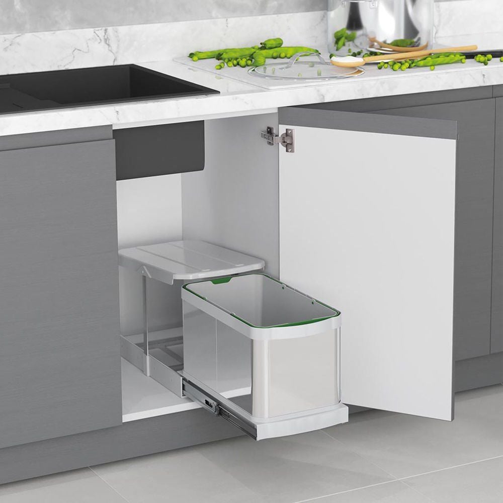 S-2574-g Teleskopik Raylı Paslanmaz Gövde Çöp Kovası 16 Lt