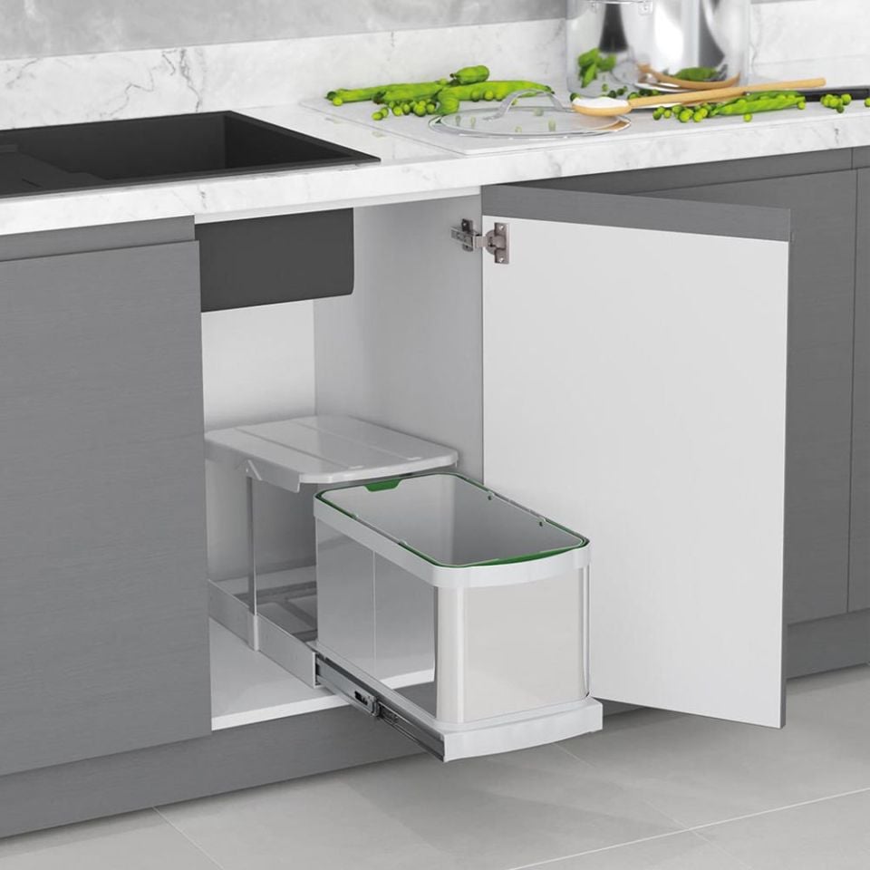 S-2574-g Teleskopik Raylı Paslanmaz Gövde Çöp Kovası 16 Lt